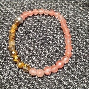 Sterling silver pink natural gemstone bracelet jewelry